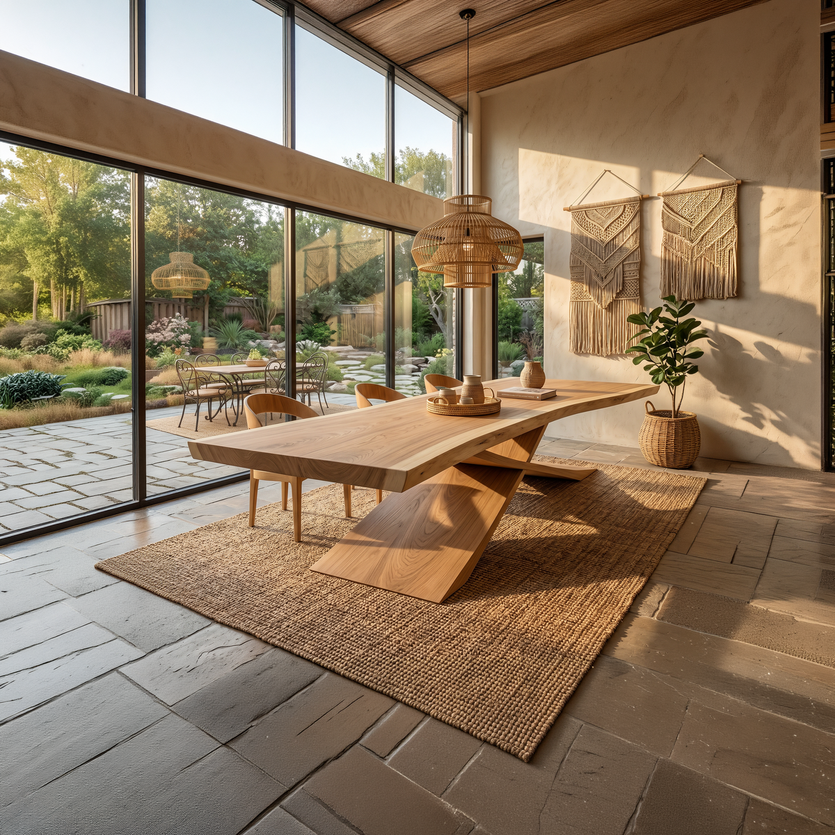 Contemporary Organic Live Edge Solid Wood Dining Table - view 5