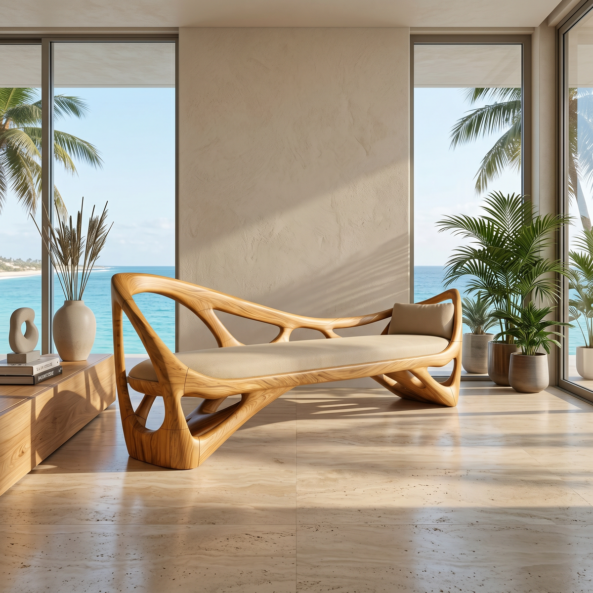 Contemporary Solid Wood Bench Family Room - view 5