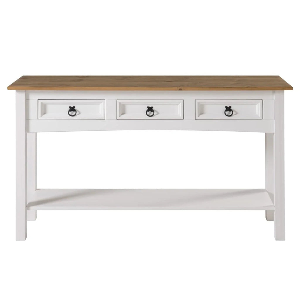 Solid Pine Wood Console Table With 3 Drawers - 47.99in W x 12.64in D x 28.82in H