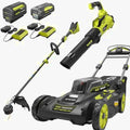 Ryobi 40V Brushless 20 in Self-Propelled Lawn Mower, Trimmer And Blower Kit With Dual Batteries And Chargers - RY401120-Y RY40270 RY40407BTLVNM