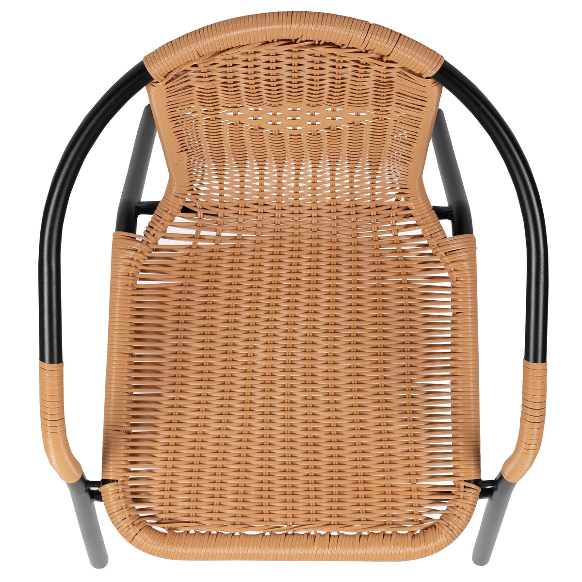 Emma + Oliver Indoor/Outdoor Stacking Rattan Patio Chairs, Set of 2, Gray