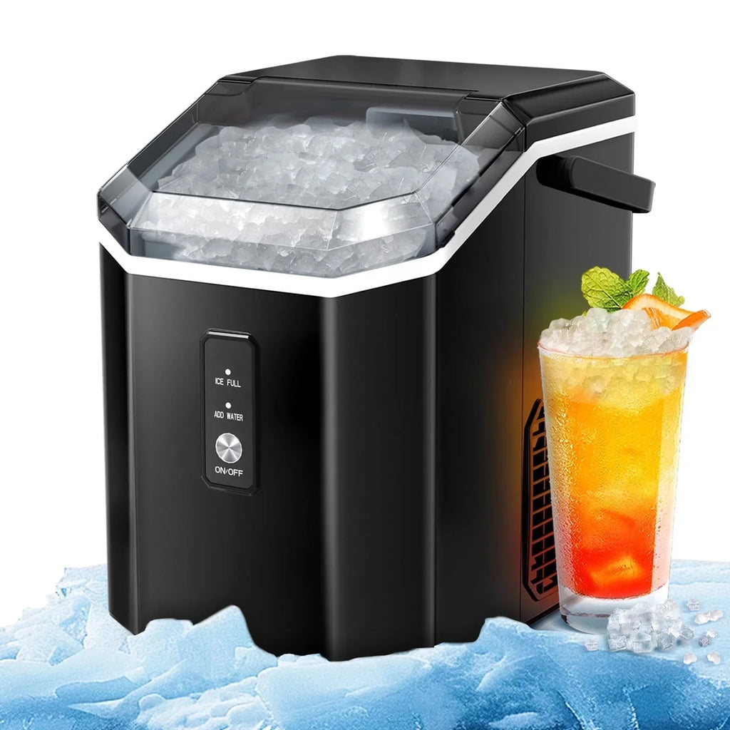 Auseo Countertop Nugget Ice Maker, 35Lbs/24H, 1.1L, Stainless Steel Silver - Self-Cleaning