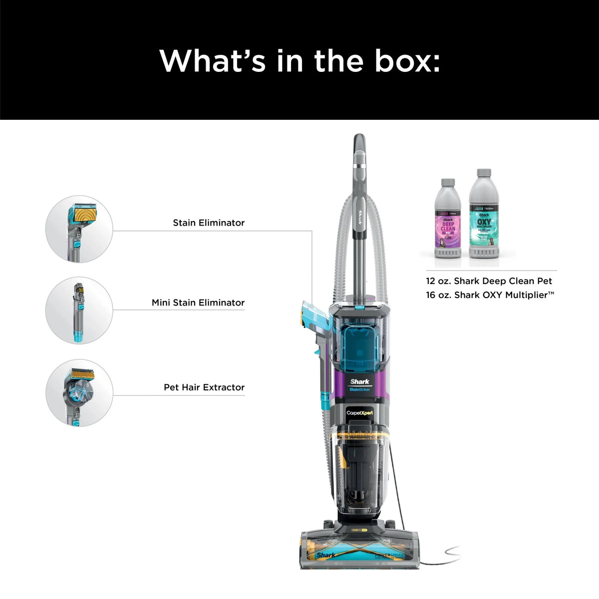 Shark CarpetXpert 2-in-1 Upright Deep Carpet Cleaner With HairPro StainStriker Technology, Gray - EX300