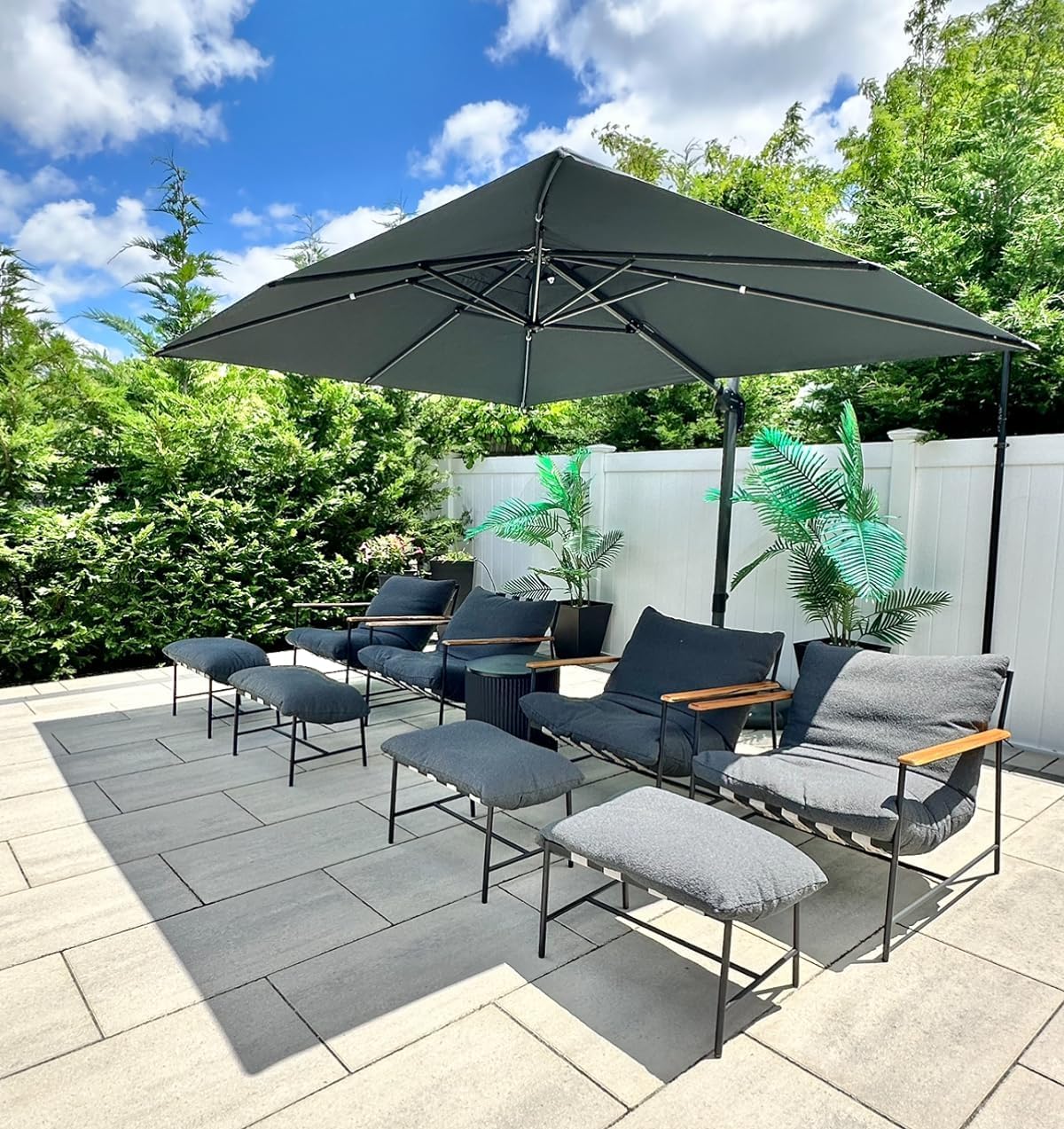 PURPLE LEAF 9 ft x 11.5 ft Grey Aluminum Offset Patio Umbrella