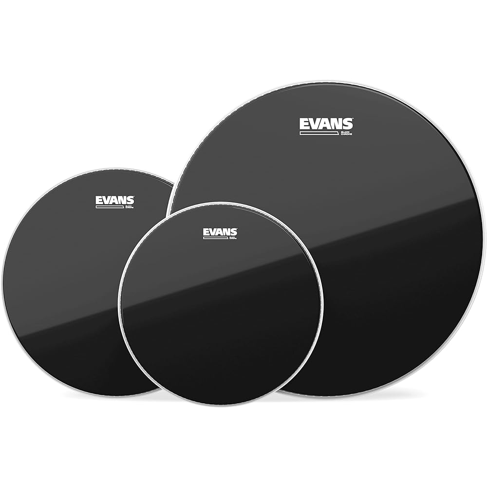 Evans Black Chrome Rock Tompack Drum Heads Set, 10, 12, 16-Inch