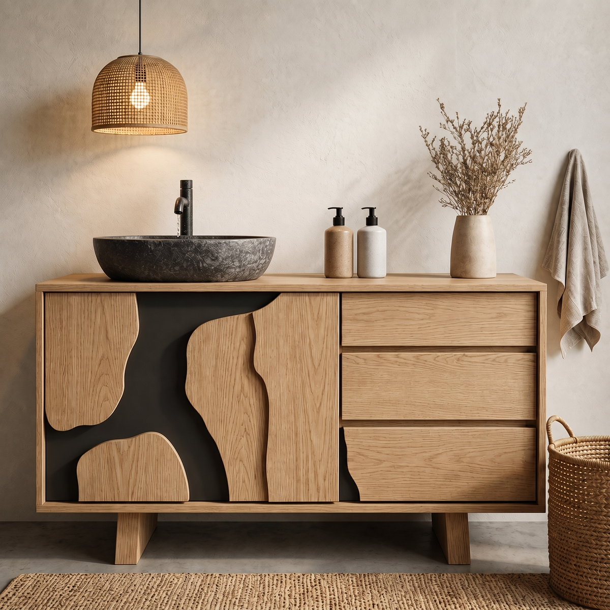 Contemporary Bathroom Cabinet Solid Wood Simple Clean Line Design Bathroom And Vanity Area - view 5