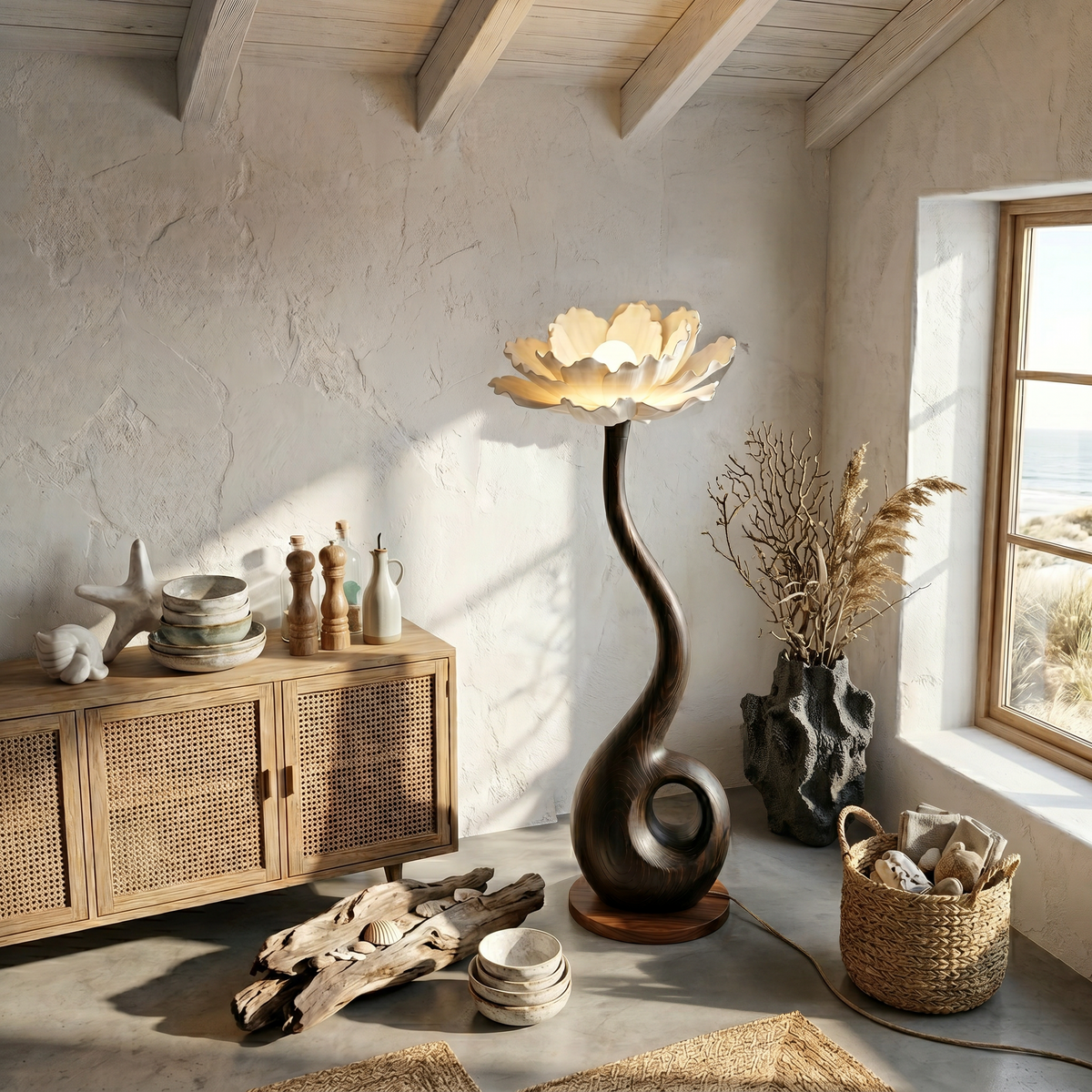 Artistic Floor Lamp With Nature Inspired Flower Design For Living Room - view 7