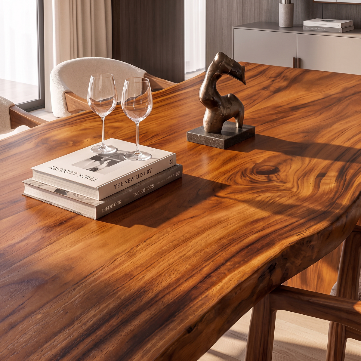 Contemporary Dining Table With Freeform Top For Dining Room