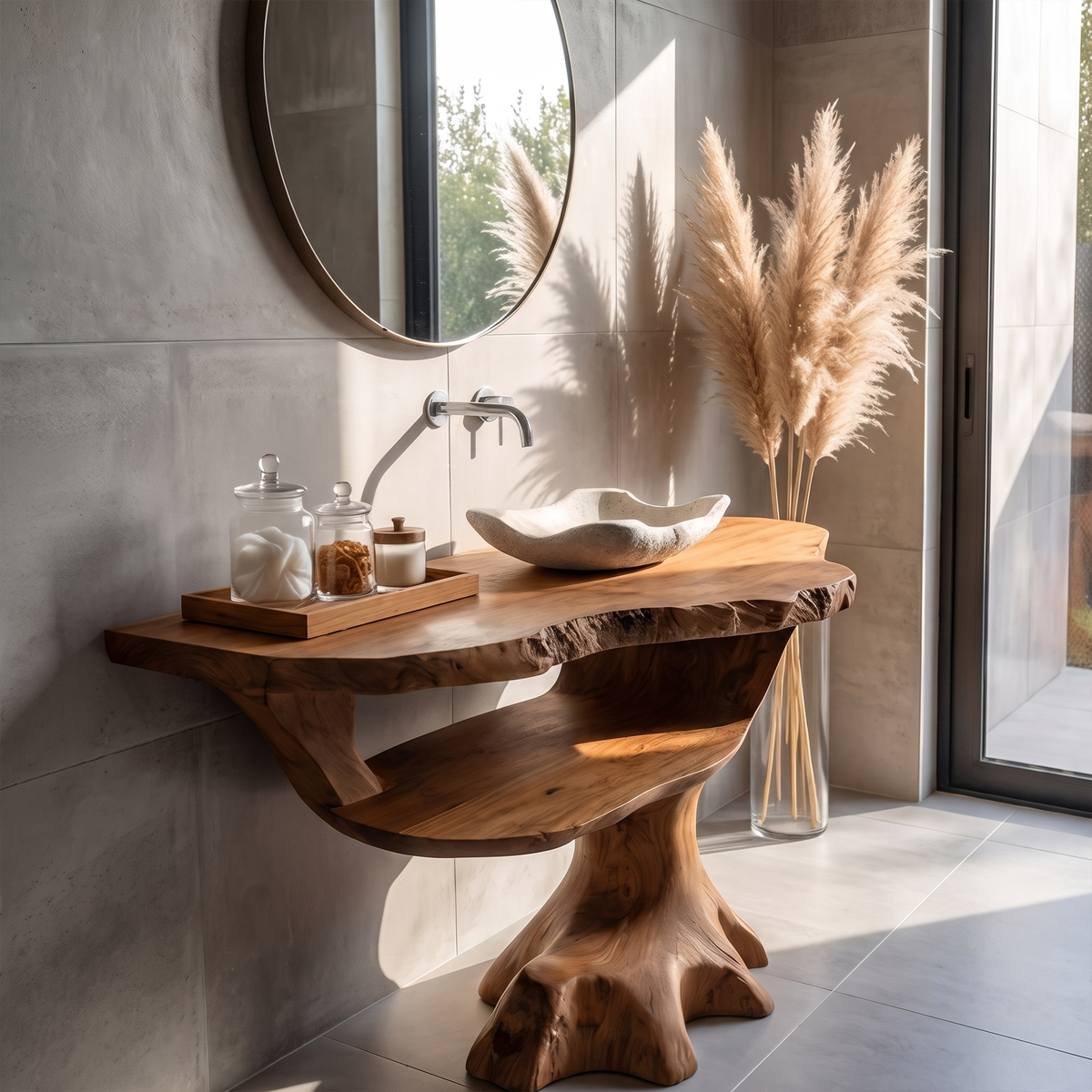 Contemporary Halloween Single Bathroom Vanity With Sculptural Branch Support For Bathroom - view 2