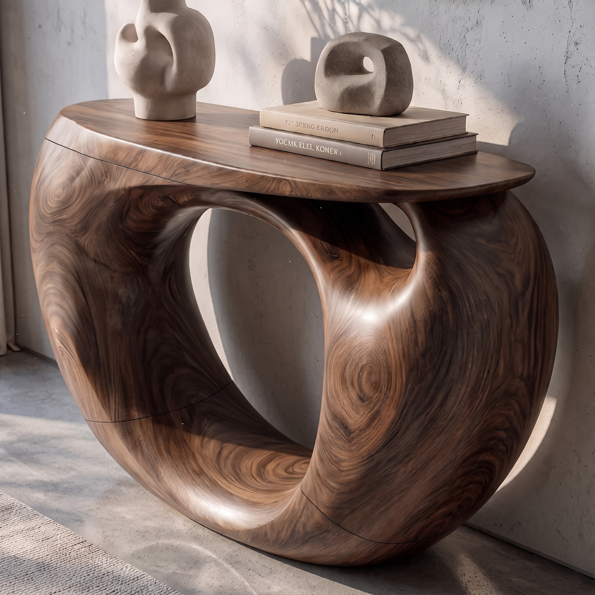 Console Table Organic Hollow Base Design For Entryway - view 2