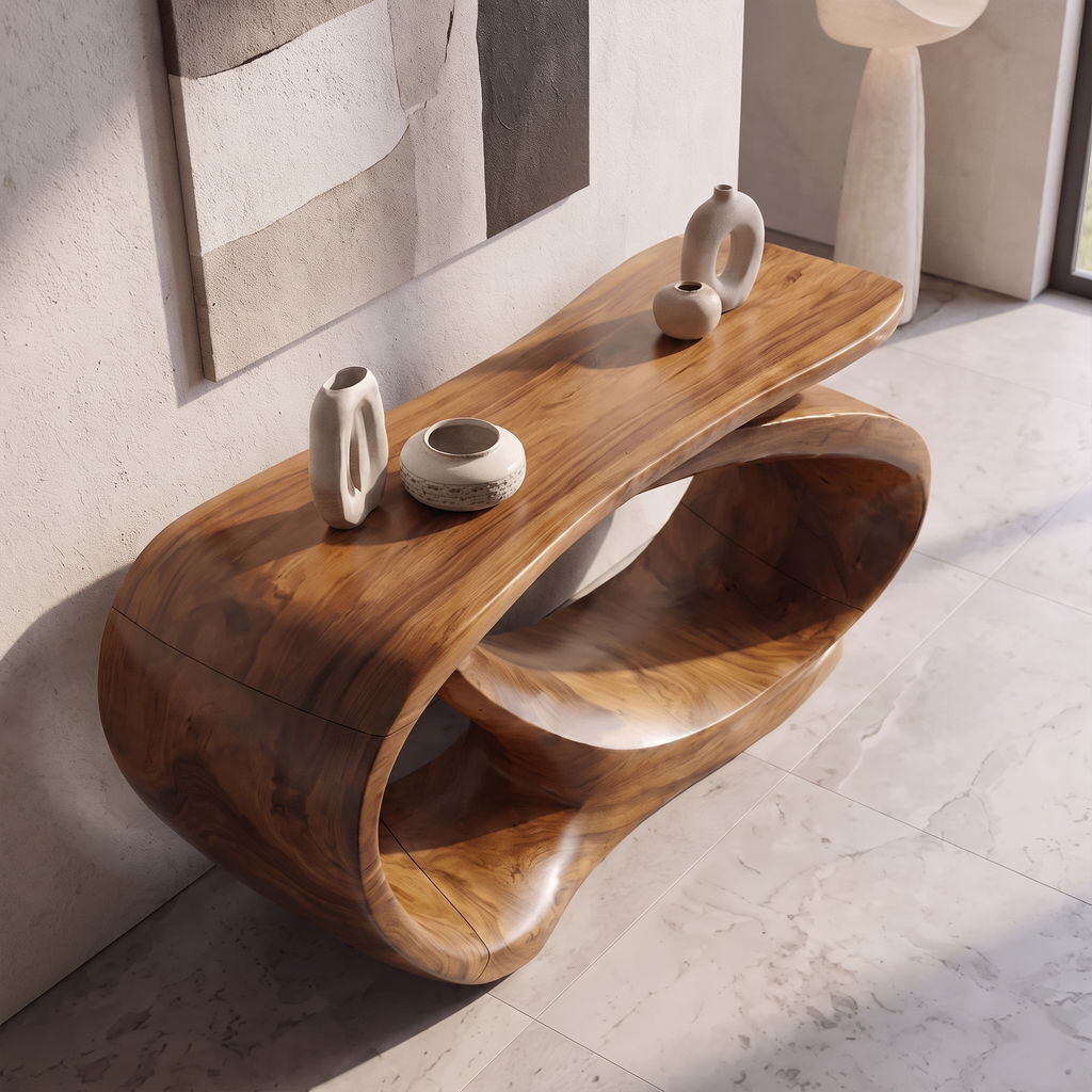 Console Table Sculptural Open Loop Base For Entryway Foyer Hallway - view 2