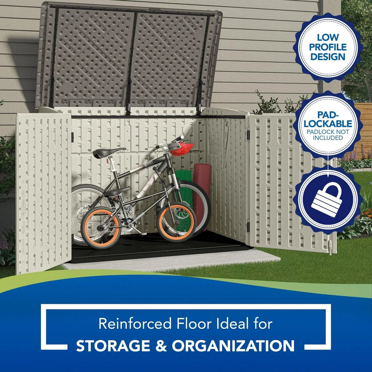 Suncast Resin Storage Shed, Off-White/Gray, 70.5in W x 44.25in D x 52in H - BMS4700