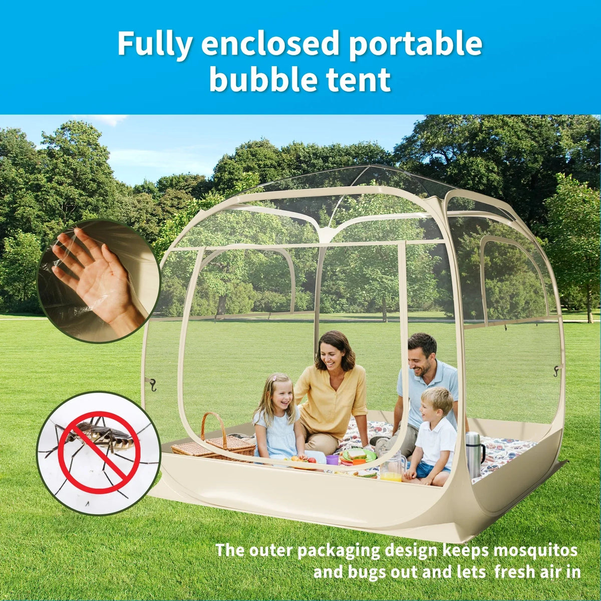 TABU Pop Up Bubble Sports Tent, Clear, 10 x 10 ft, 6-7 People