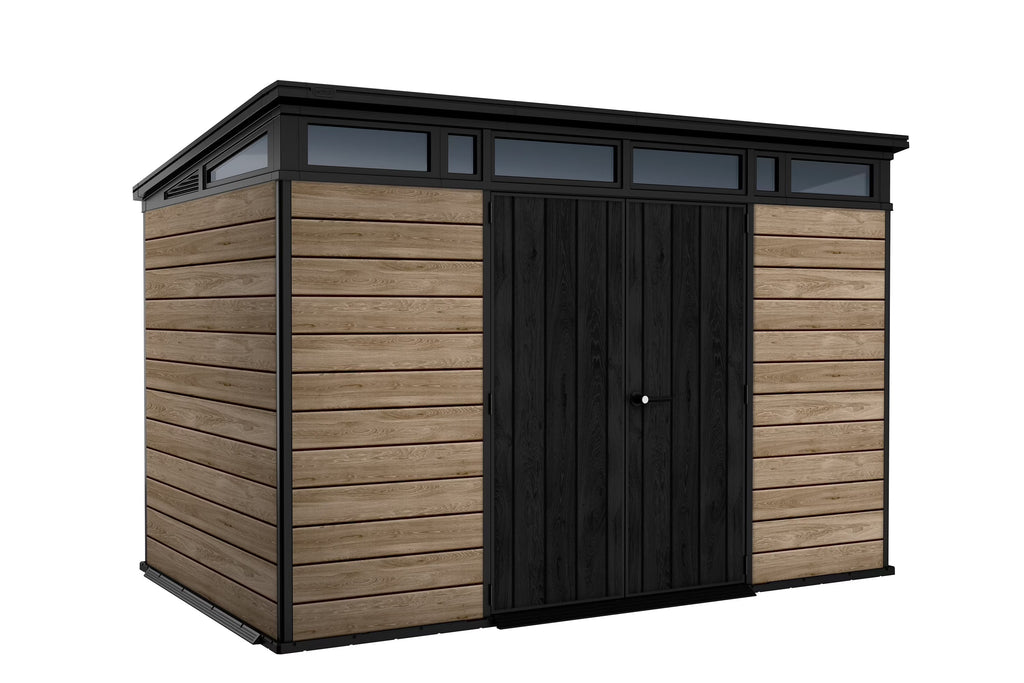 Keter Outdoor Storage Shed 11 x 7 ft, Walnut - Signature