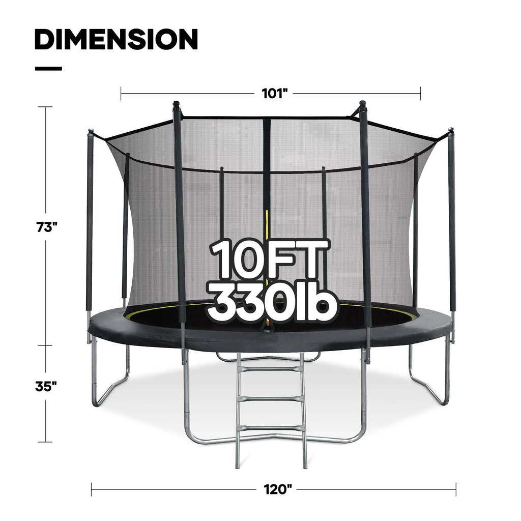 MARNUR Kids' Trampoline 8 ft With Enclosure Net, Ladder And Wind Stakes - 330 lbs Weight Capacity
