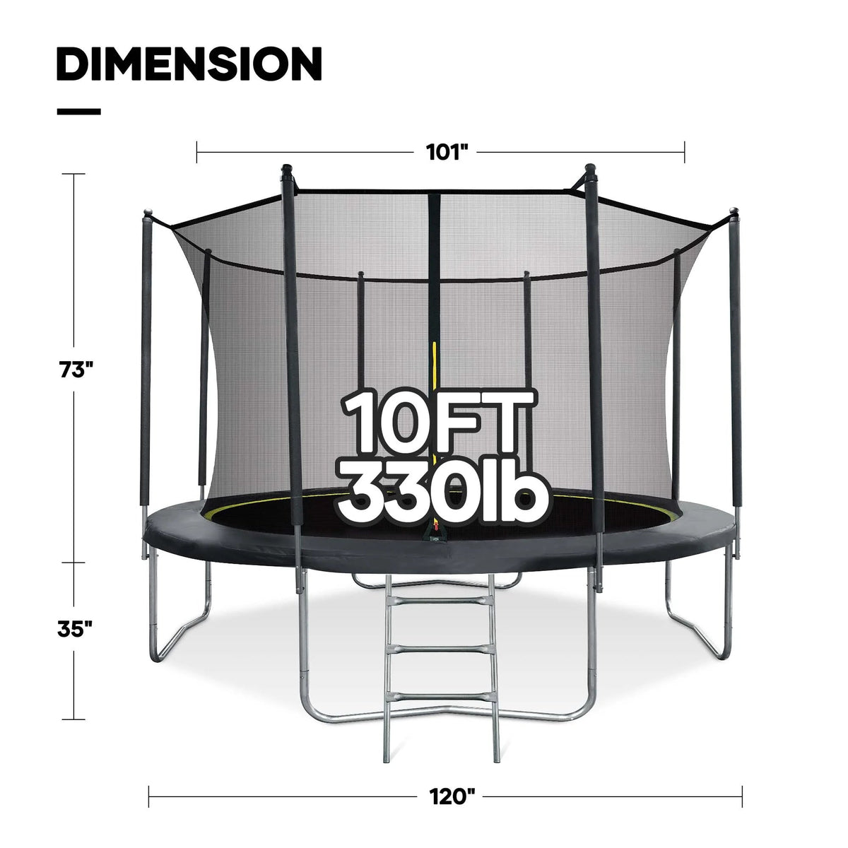 MARNUR Kids' Trampoline 8 ft With Enclosure Net, Ladder And Wind Stakes - 330 lbs Weight Capacity
