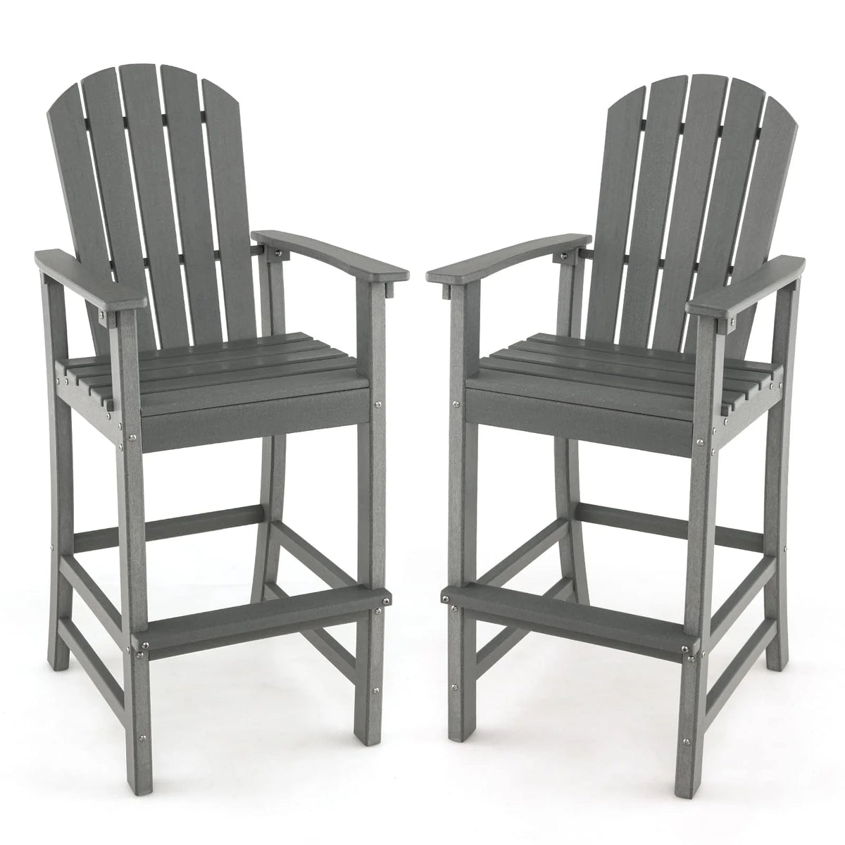 Outdoor HDPE Tall Adirondack Counter Height Bar Stool With Armrests And Footrest - 30Quot