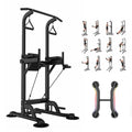 PROHIKER Power Tower Dip Station With Backrest And Resistance Band, Black