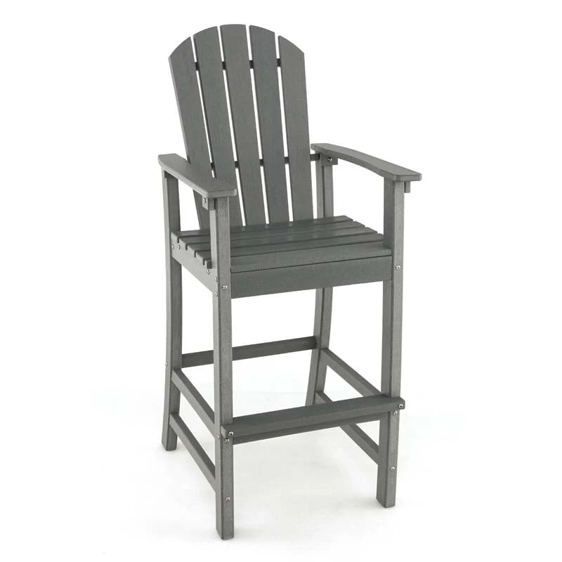 Outdoor HDPE Tall Adirondack Counter Height Bar Stool With Armrests And Footrest - 30Quot