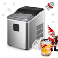 FOHERE Stainless Steel Countertop Ice Maker, 30lbs in 24h, 9 Bullet Cubes in 5 Mins, 2 Sizes, Self-Clean