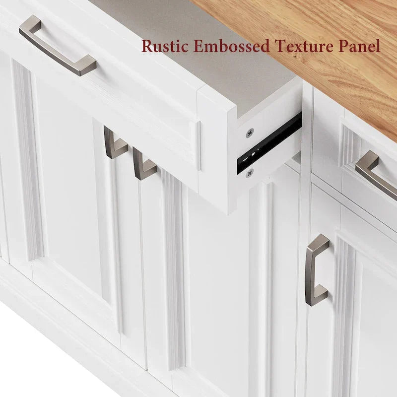 Kitchen Island Cart With Wood Drop Leaf, 54.1 x 29.5 x 35.9 Inches, White
