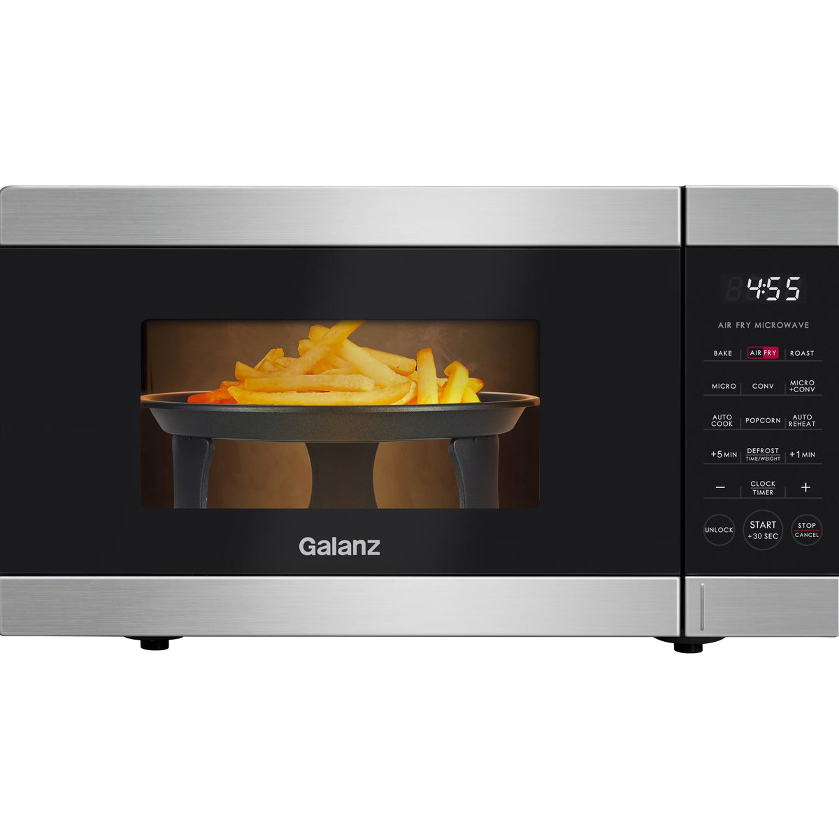 Galanz 0.9 Cu ft Air Fry Countertop Microwave, 900 Watts, Stainless Steel - GSWWD09S1A09B