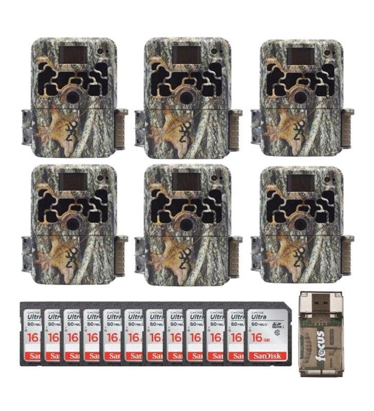 Browning Trail Cameras Dark Ops Extreme 16MP Trail Camera 6-Pack With 12 16GB SD Cards And USB 2.0 Card Reader - Dark Ops Extreme