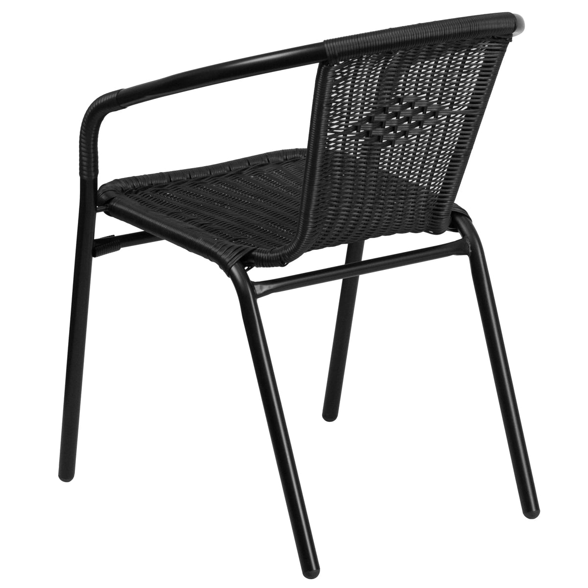 Emma + Oliver Indoor/Outdoor Stacking Rattan Patio Chairs, Set of 2, Gray