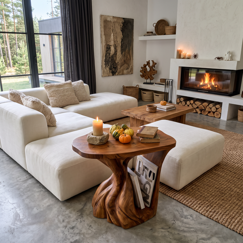 Contemporary Beside Table Halloween Inspired With Sculptural Base For Living Room
