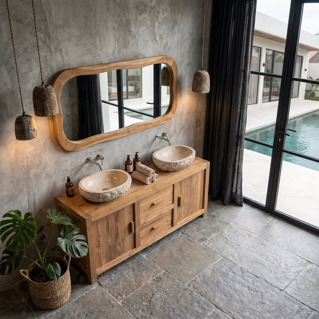 Contemporary Double Bathroom Vanity With Cabinet And Drawer Storage For Bathroom