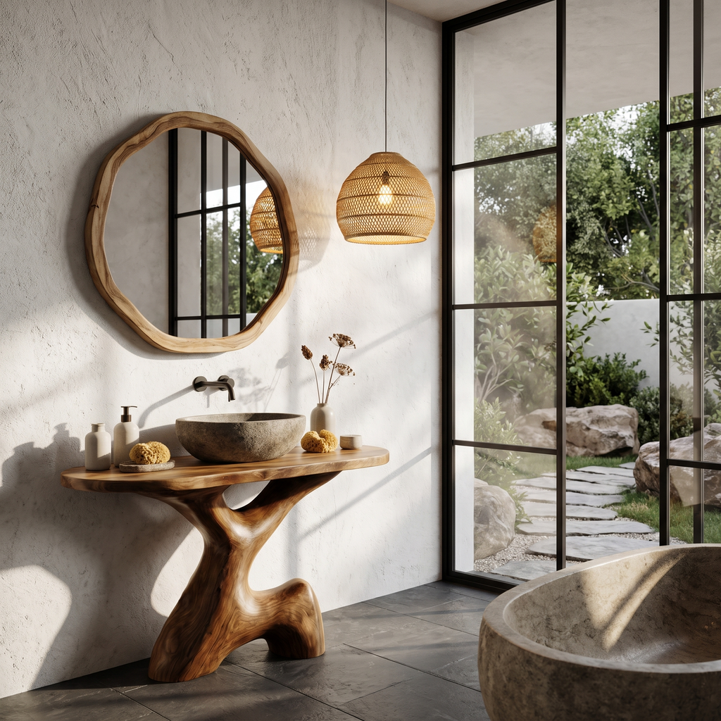 Contemporary Sculptural Bathroom Vanity Freestanding Sink Console