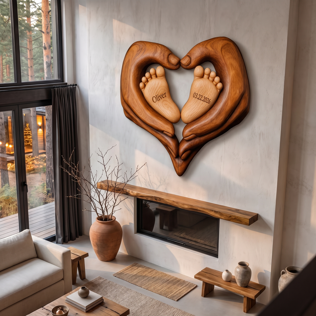 Contemporary Personalized Baby Wall Decor With Sculptural Baby Feet Design For Nursery - view 2