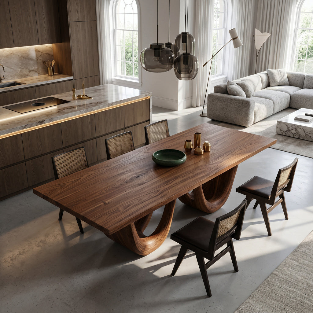 Contemporary Two Wavy Legs Dining Table For Dining Room - view 2