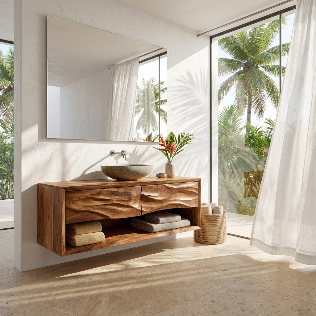 Contemporary Wooden Bathroom Vanity For Bathroom Or Spa Decor - view 2