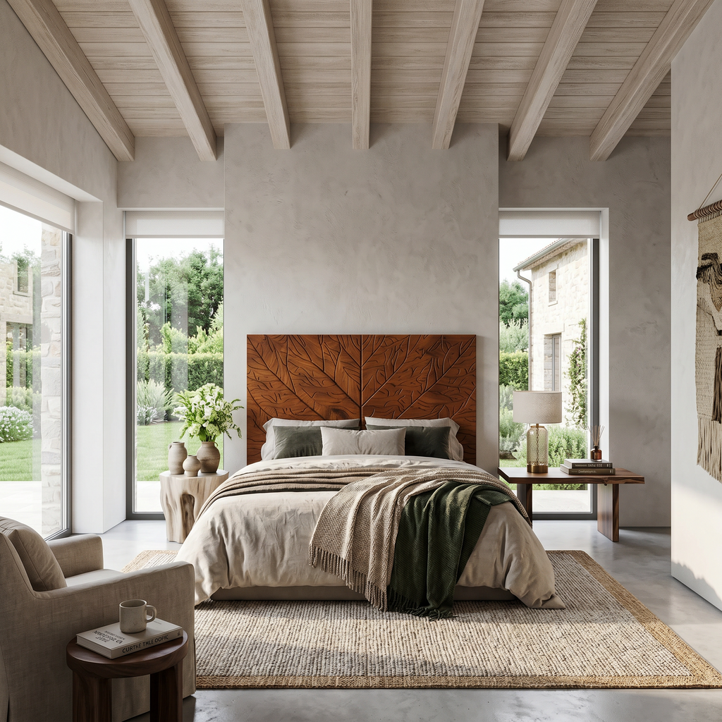 Contemporary Tree Ring Headboard Wooden Bed Headboard For Bedroom