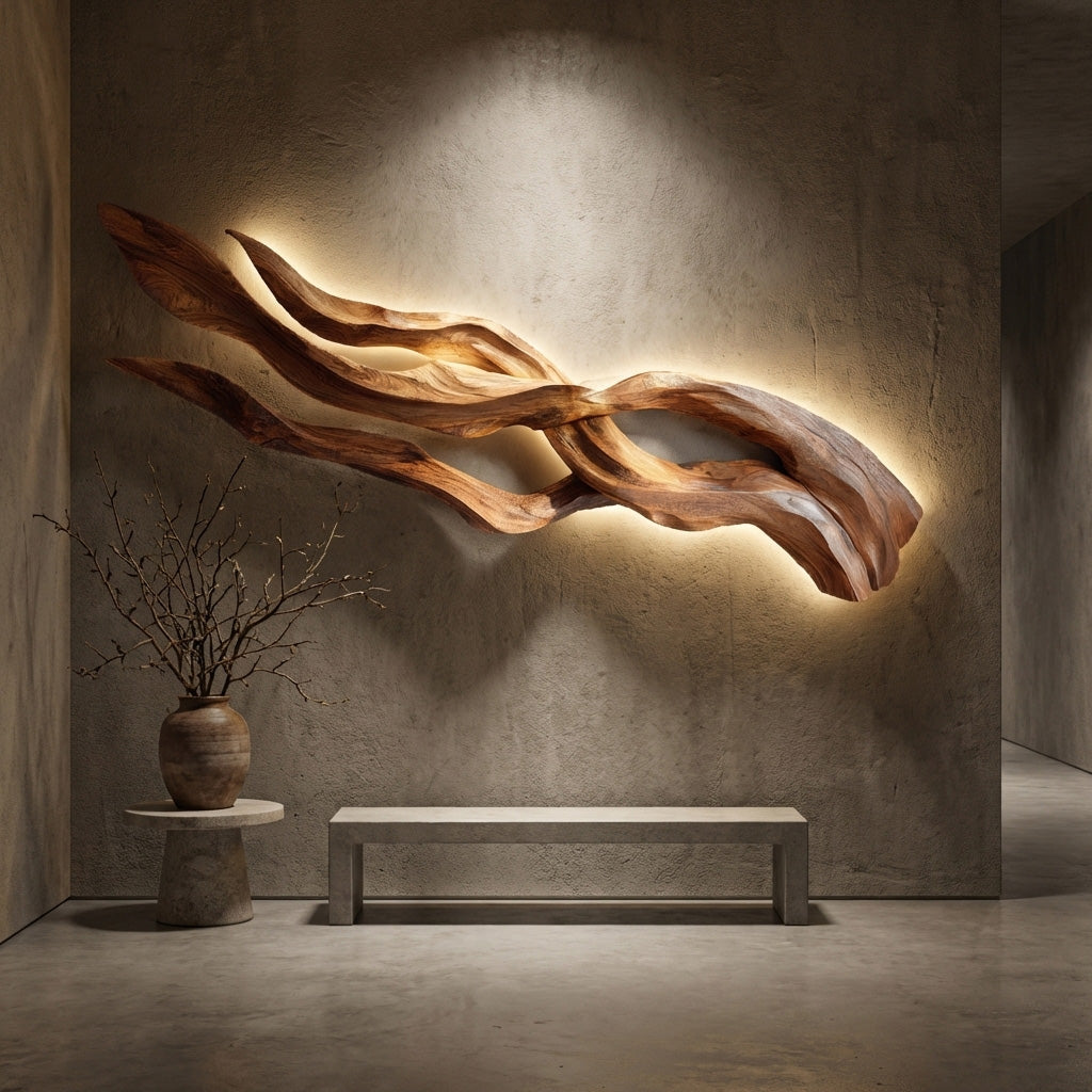 Contemporary Sculptural Wood Wall Art For Home Style - view 6