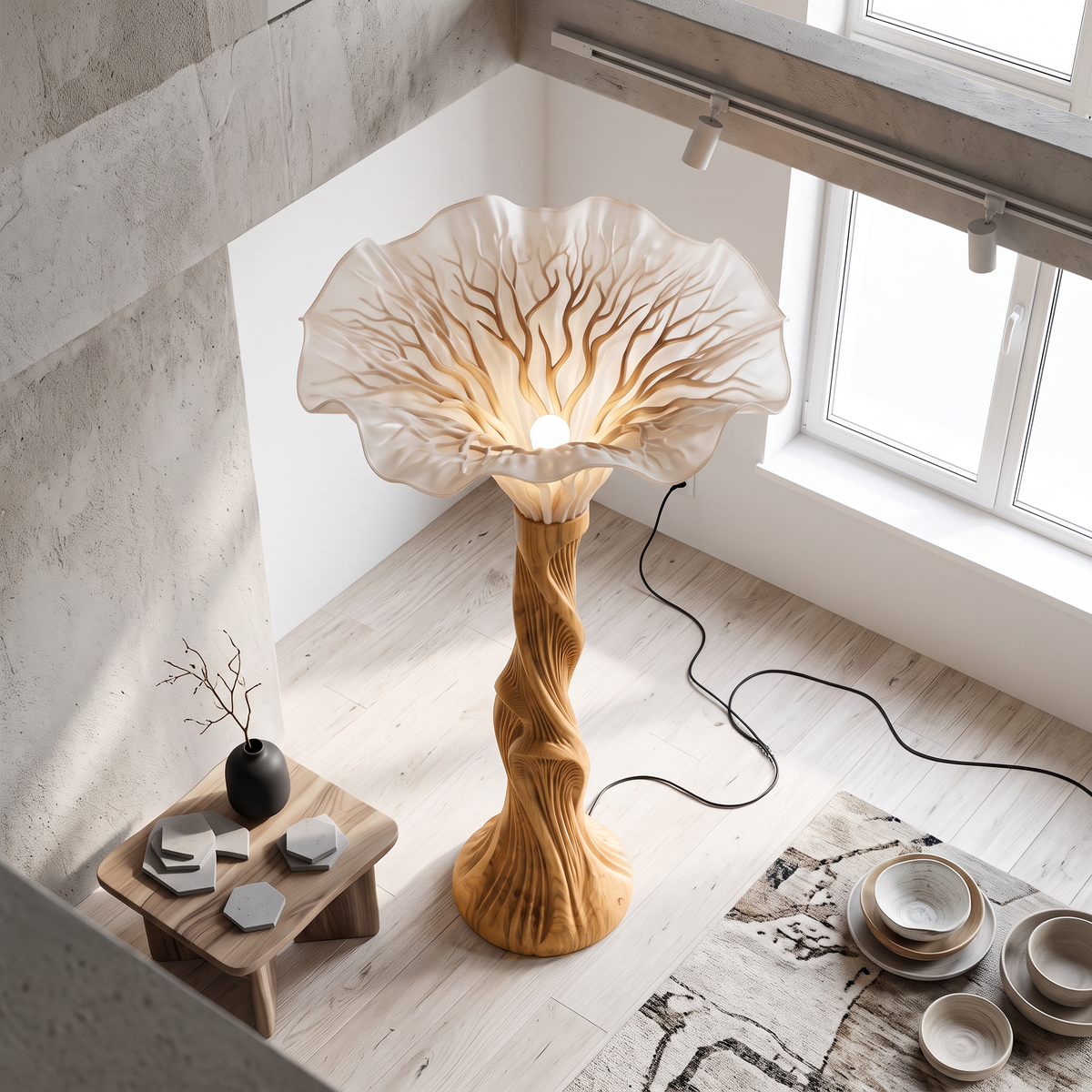 Boho Floor Lamp Blooming Mushroom Shade Reading Nook - view 2