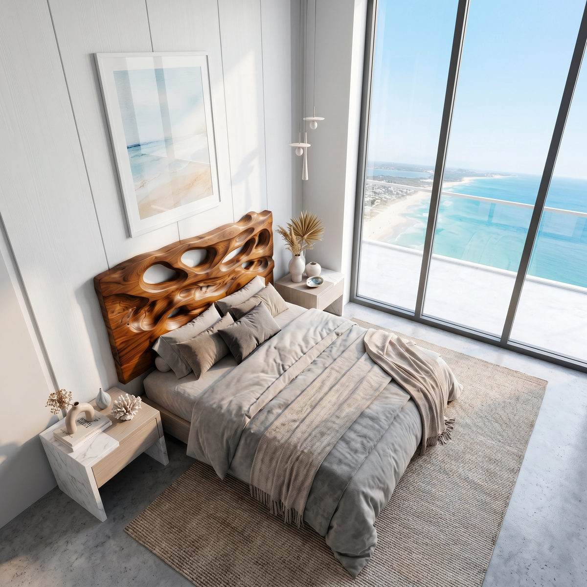 Contemporary Cutout Headboard Wooden Bed Headboard For Bedroom