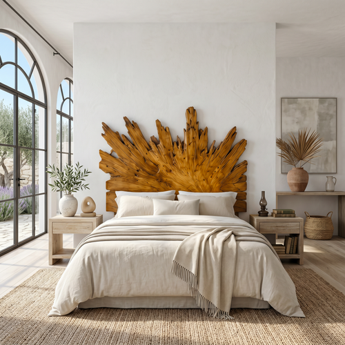 Art Deco Sunburst Headboard Wooden Bed Headboard For Bedroom