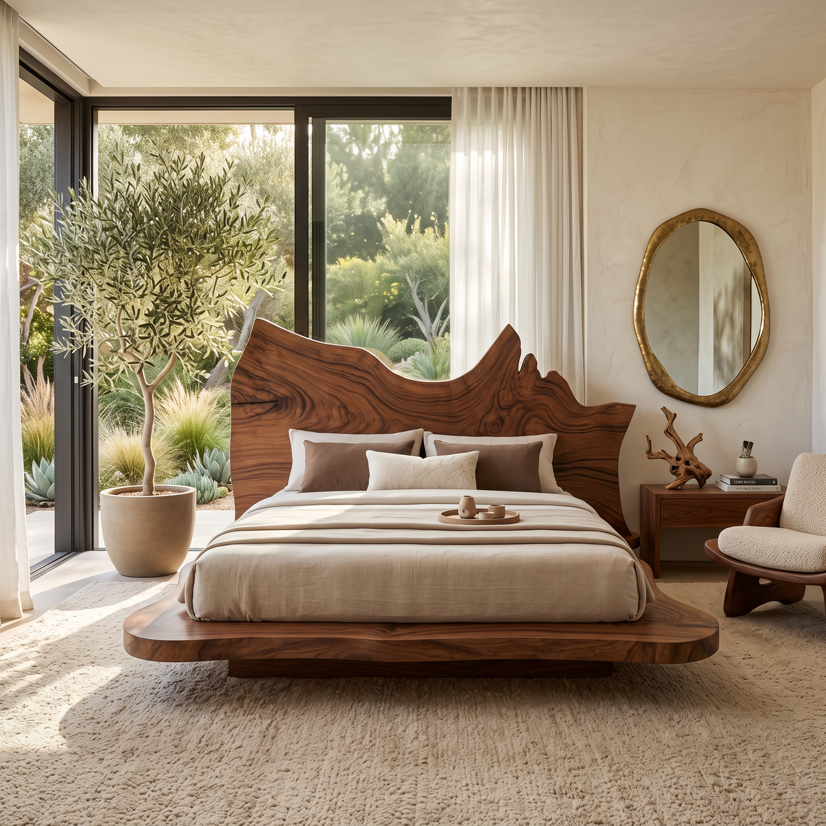 Contemporary Live Edge Bed Frame For Master Bedroom - view 2