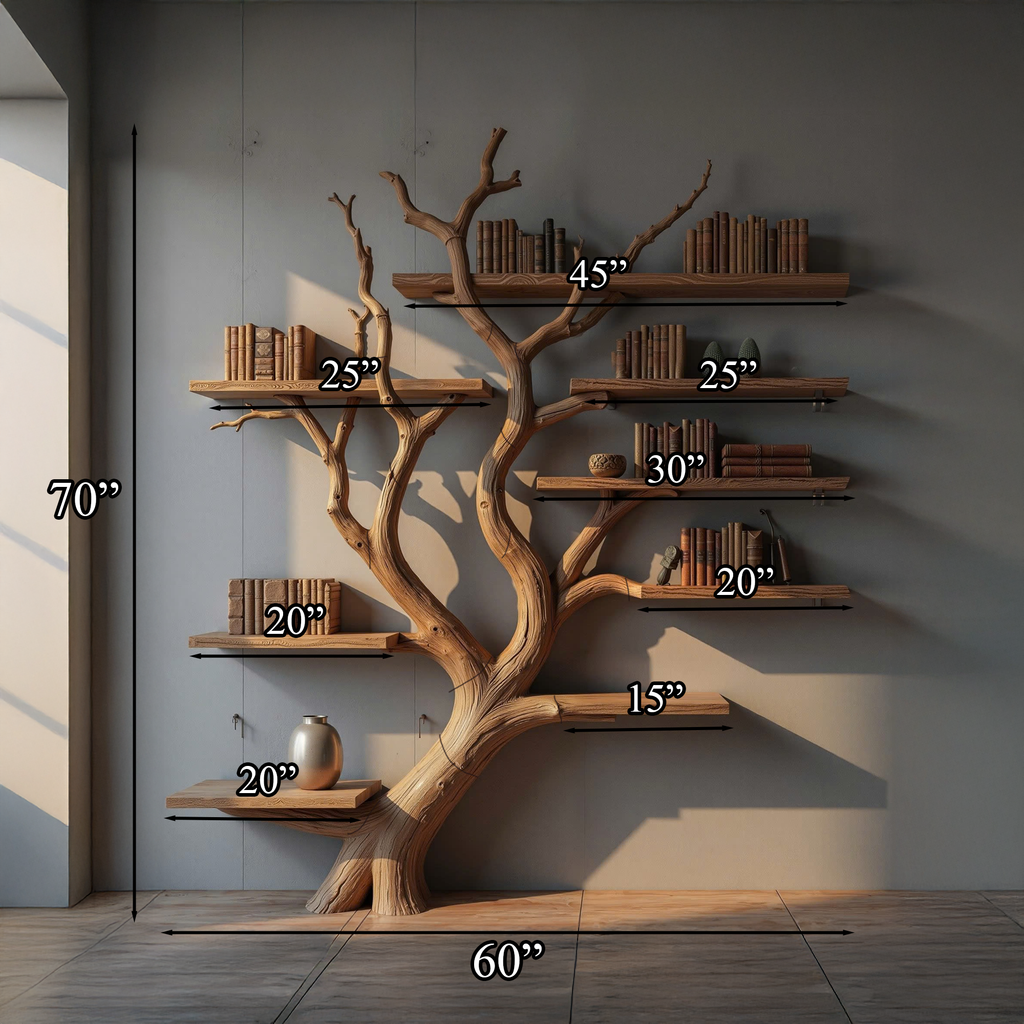 Custom Wood Shelf Tree Branch Shelf Mid Century Decor - view 6