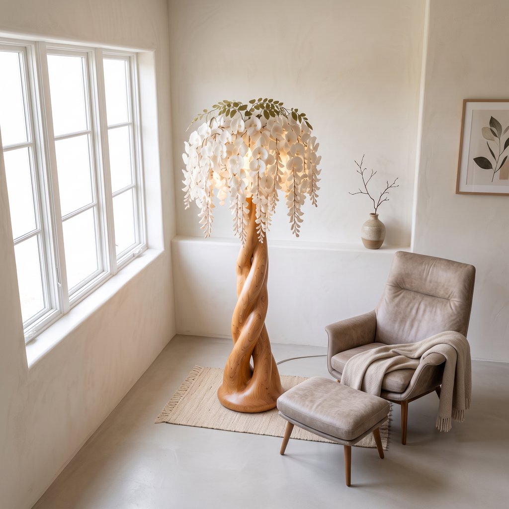 Contemporary Botanical Floor Lamp With Cascading Petal Shade For Living Room - view 2