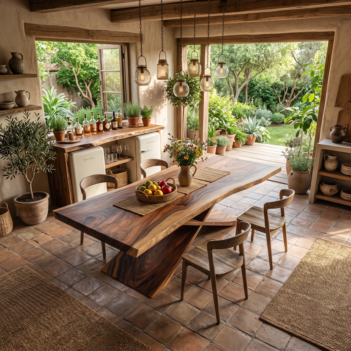 Contemporary Organic Live Edge Solid Wood Dining Table - view 2