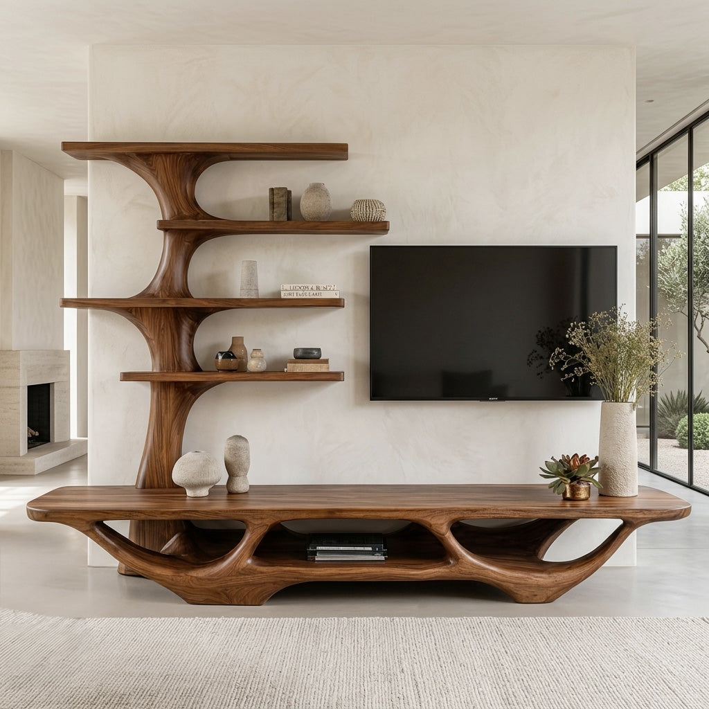 Contemporary Tree Form TV Console For Living Room Decor - view 2