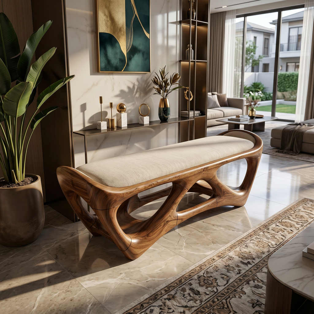 Designer Wooden Bench Creative Studio - view 2