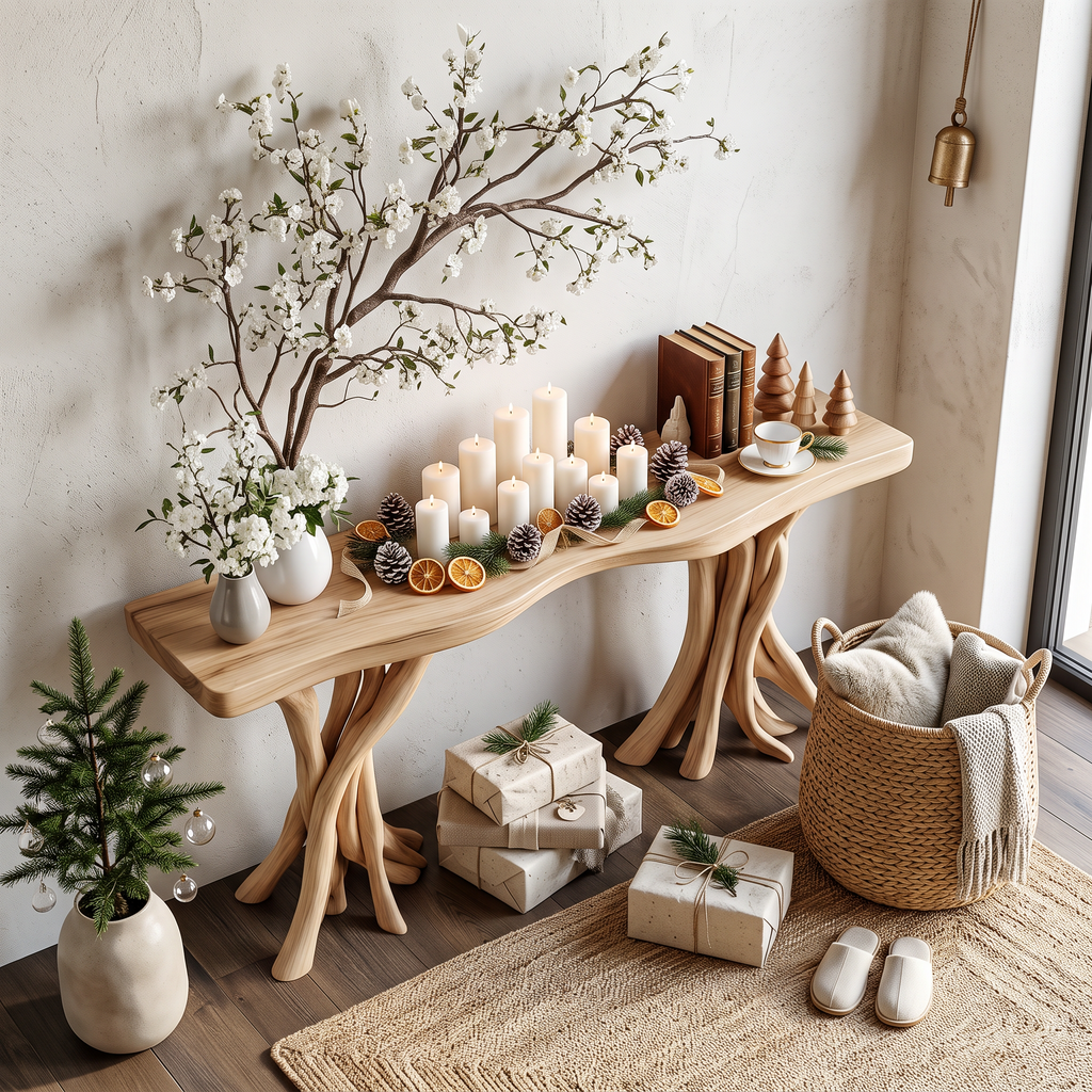Driftwood Console Table Organic Wood Rustic Art Gift - view 2