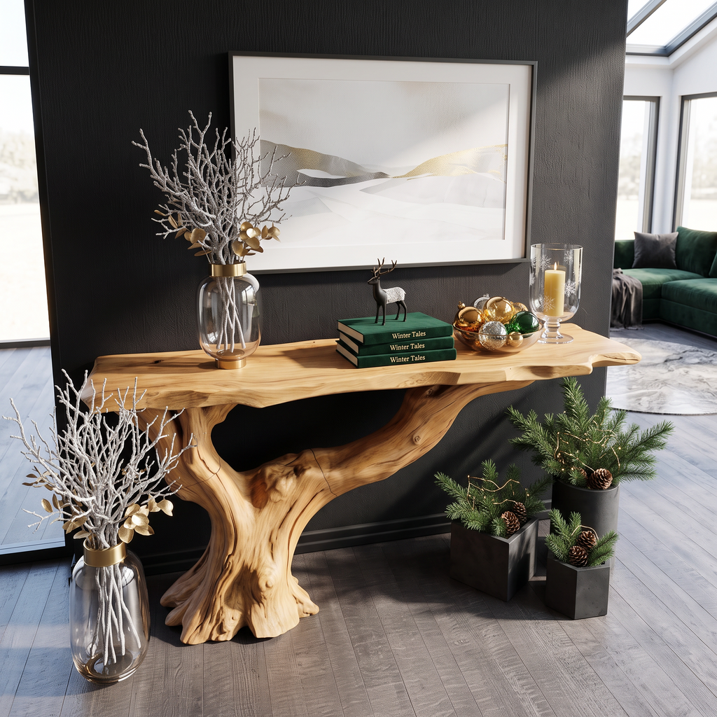 Console Table Solid Wood Farmhouse Entryway Gift