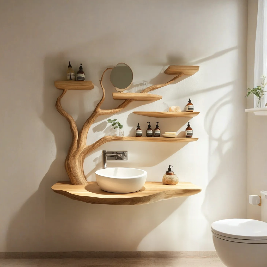Custom Rustic Bathroom Vanity Sink Shelf Bathroom - view 2