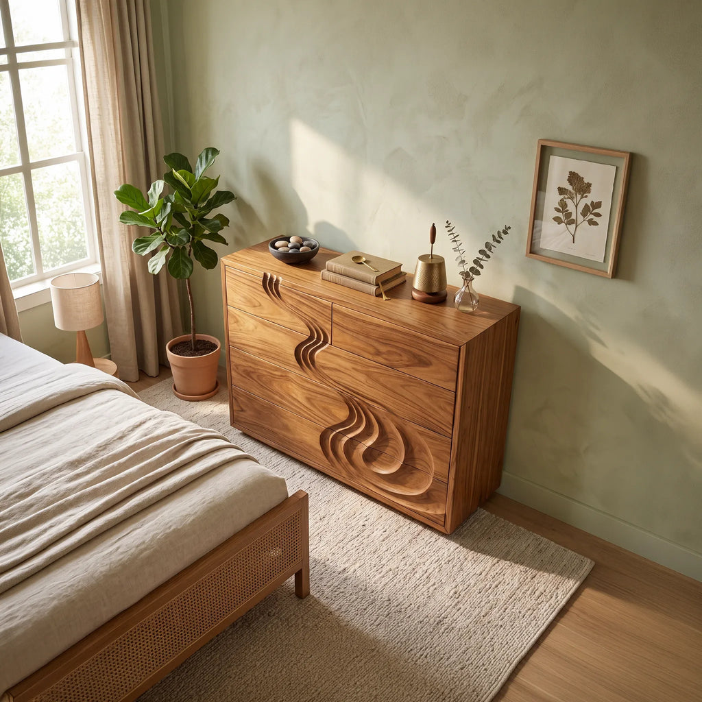 Contemporary Carved Bedroom Dresser For Master Suite - view 2