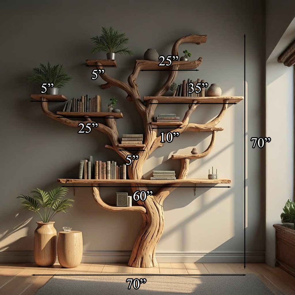 Corner Branch Shelf Wood Bookcase Wall Mounted - view 8